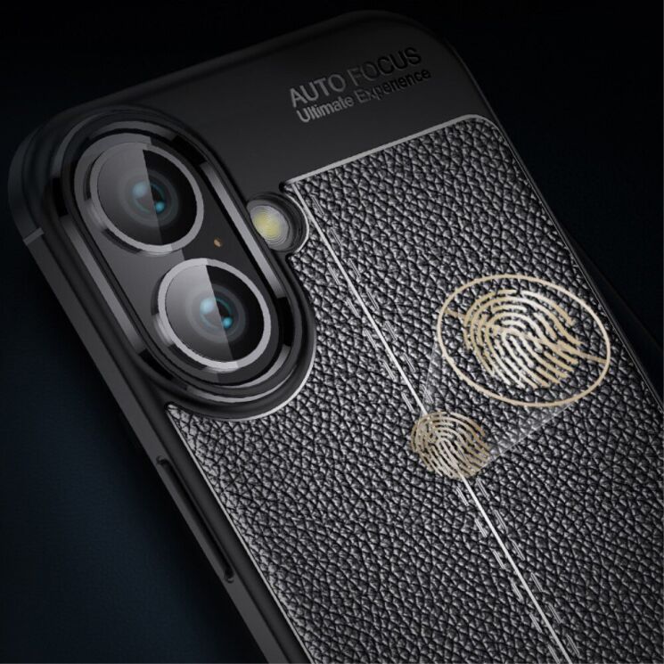 Защитный чехол Deexe Leather Cover для Apple iPhone 16 Plus - Black: фото 3 из 7