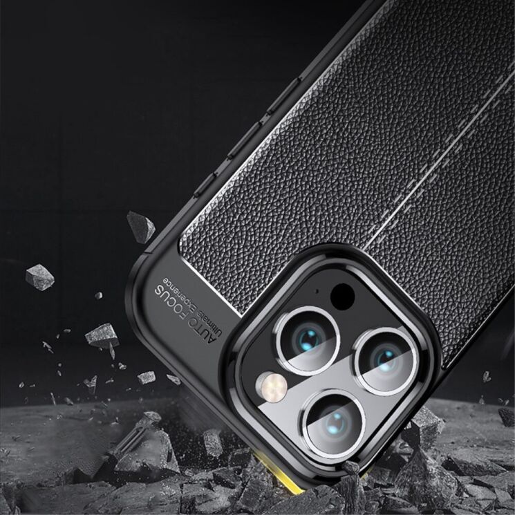 Защитный чехол Deexe Leather Cover для Apple iPhone 16 Pro - Black: фото 4 из 6