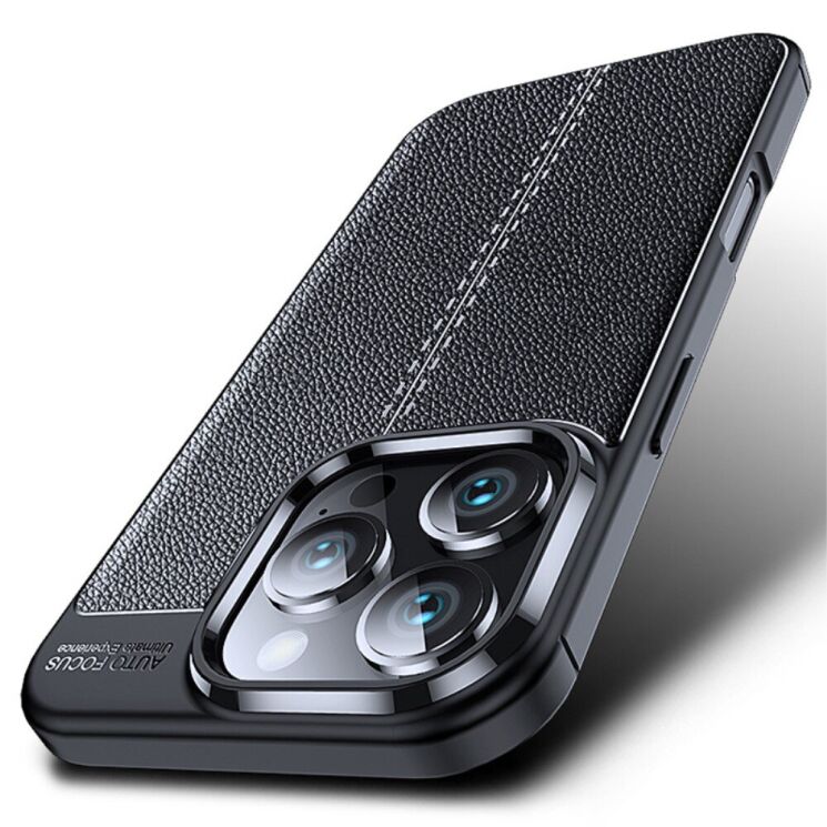 Защитный чехол Deexe Leather Cover для Apple iPhone 16 Pro - Black: фото 2 из 6
