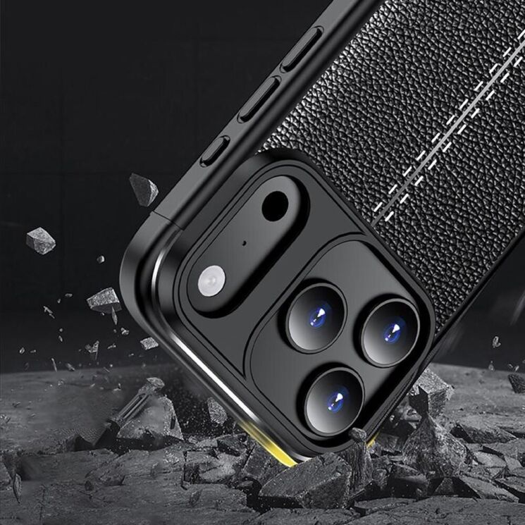 Захисний чохол Deexe Leather Cover для Apple iPhone 17 Pro - Black: фото 5 з 6