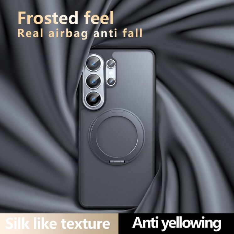 Защитный чехол Deexe Matte Skin Kickstand with MagSafe для Samsung Galaxy S25 Ultra (S938) - Black: фото 11 из 13