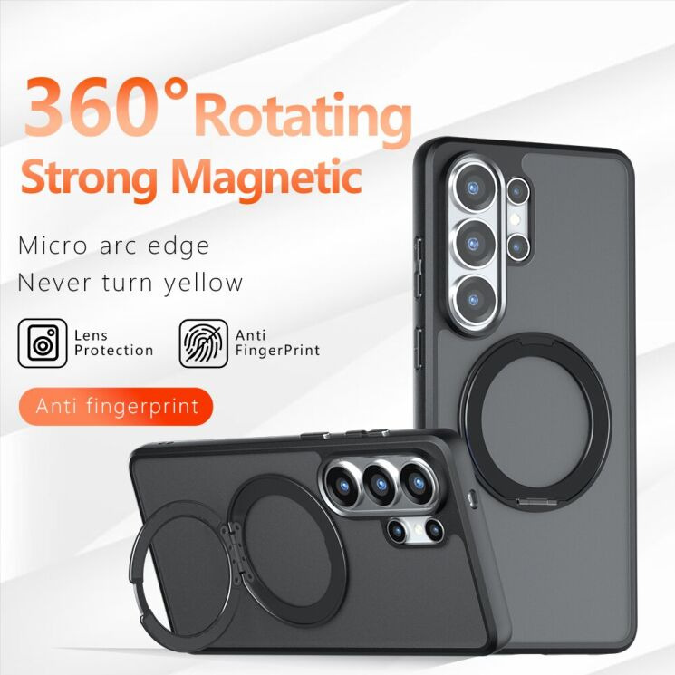 Защитный чехол Deexe Matte Skin Kickstand with MagSafe для Samsung Galaxy S25 Ultra (S938) - Black: фото 4 из 13