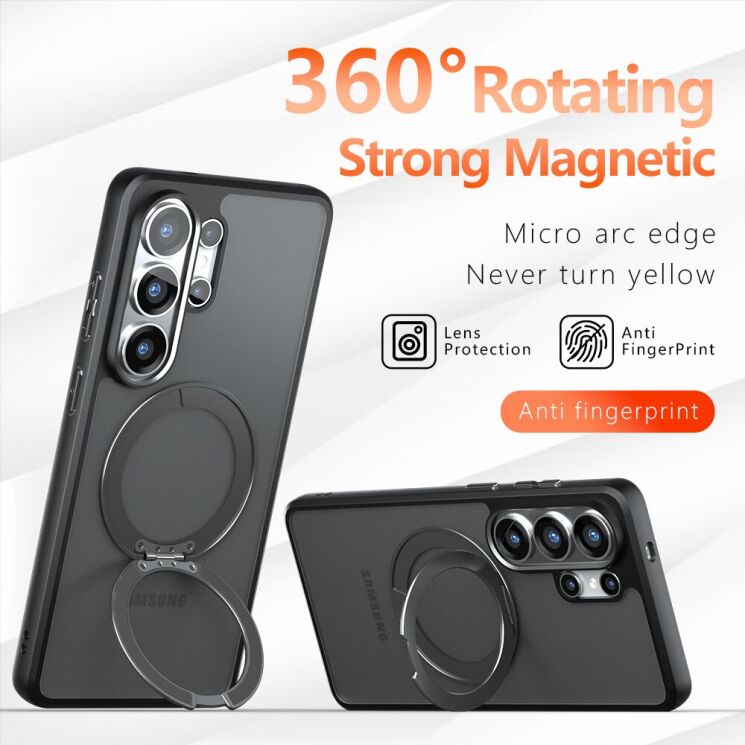 Защитный чехол Deexe Matte Skin Kickstand with MagSafe для Samsung Galaxy S25 Ultra (S938) - Black: фото 3 из 13