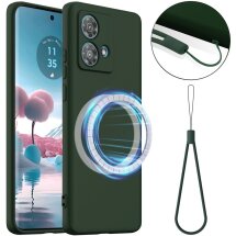 Захисний чохол Deexe Silicone Case with MagSafe для Motorola Edge 40 Neo - Dark Green: фото 1 з 9