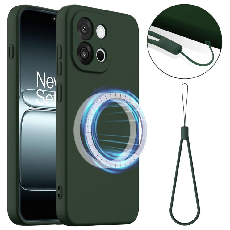 Захисний чохол Deexe Silicone Case with MagSafe для OnePlus Nord 6 - Dark Green: фото 1 з 9