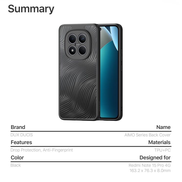 Защитный чехол DUX DUCIS Aimo Series для Xiaomi Redmi Note 15 Pro - Black (405203B) Защитный чехол DUX DUCIS Aimo Series для Xiaomi Redmi Note 15 Pro - Black: фото 10 из 10