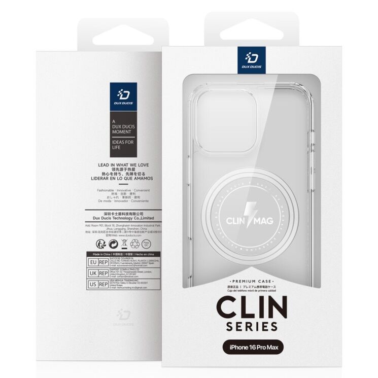 Защитный чехол DUX DUCIS Clin Series MagSafe для Apple iPhone 16 Pro Max - Transparent: фото 13 из 13