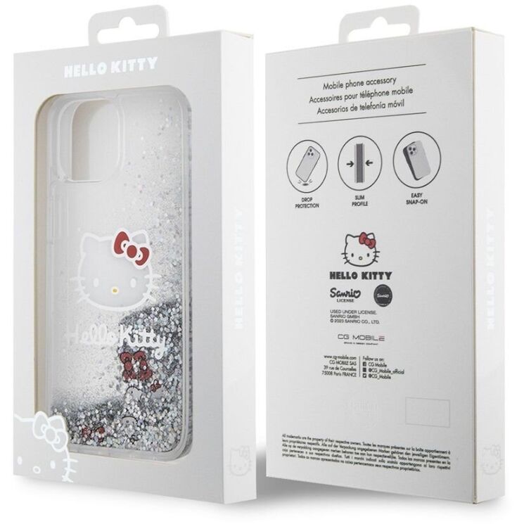 Защитный чехол Hello Kitty Liquid Glitter для Apple iPhone 15 - Transparent: фото 8 из 8