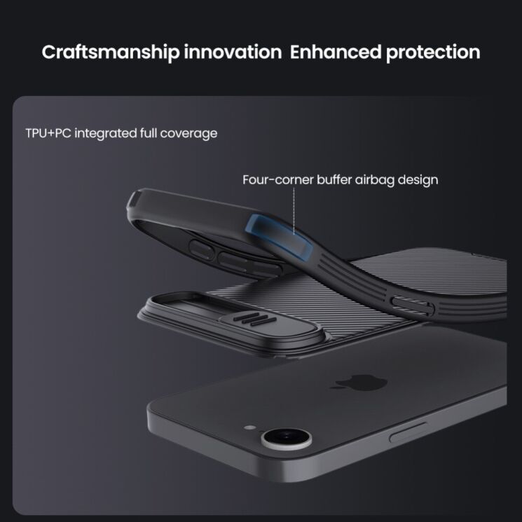 Защитный чехол NILLKIN CamShield Pro Magnetic для Apple iPhone 16e - Black: фото 8 из 11