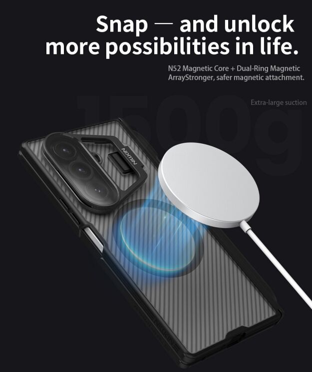 Захисний чохол NILLKIN CamShield Prop Magnetic (Clear Version) (FF) для Samsung Galaxy Fold 7 - Black: фото 15 з 19