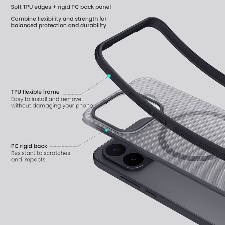 Защитный чехол NILLKIN Super Frosted Shield Pro Magnetic для Xiaomi 17T - Transparent Black: фото 10 из 12
