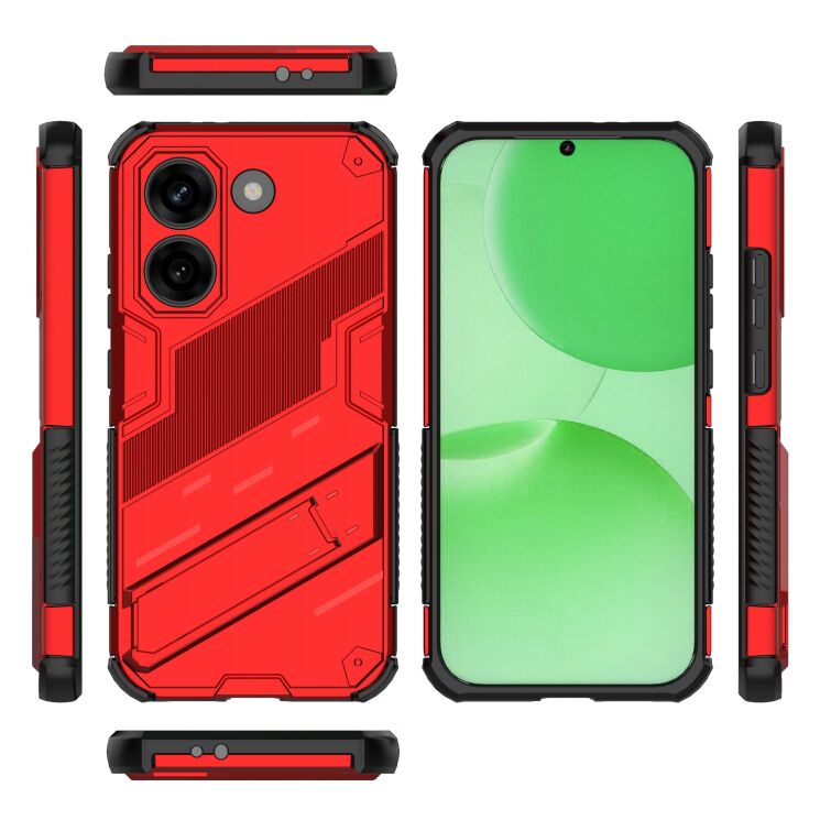 Защитный чехол с подставкой Deexe Bibercas для Xiaomi Poco X8 Pro - Red: фото 3 из 5