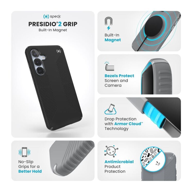 Защитный чехол Speck Presidio2 Grip Magnet для Samsung Galaxy S25 Plus (S936) 150878-3205 - Black: фото 9 из 10