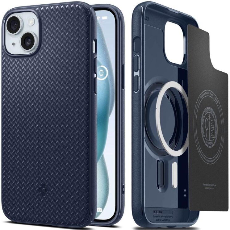 Защитный чехол Spigen (SGP) Mag Armor (MagFit) для Apple iPhone 15 Plus - Navy Blue: фото 1 из 15