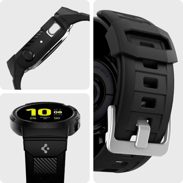 Захисний чохол Spigen (SGP) Rugged Armor Pro для Samsung Galaxy Watch Active 2 44mm - Matte Black: фото 15 з 15