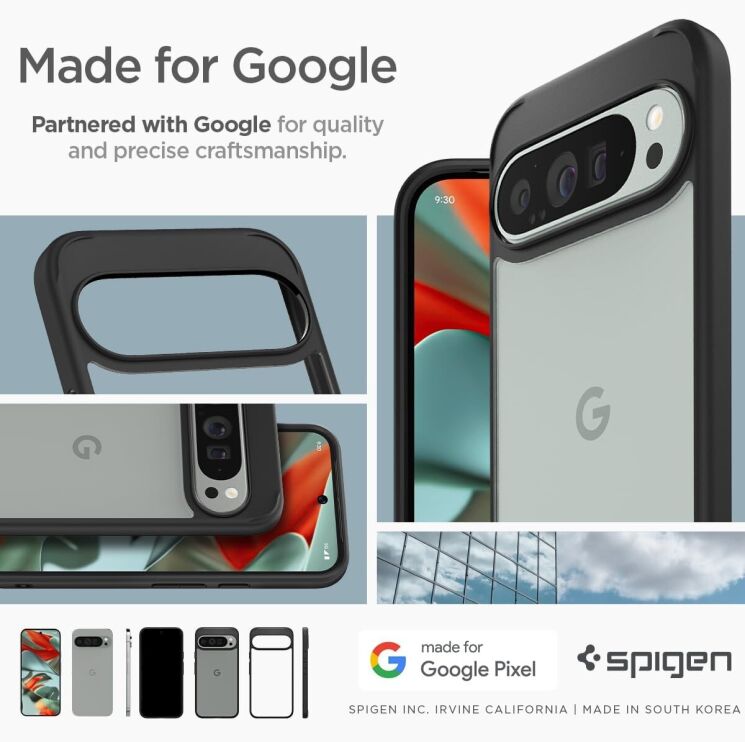 Защитный чехол Spigen (SGP) Ultra Hybrid для Google Pixel 9 Pro XL - Crystal Clear: фото 9 из 9