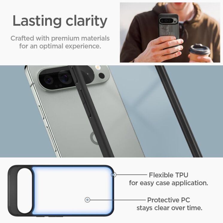Защитный чехол Spigen (SGP) Ultra Hybrid для Google Pixel 9 Pro XL - Crystal Clear: фото 8 из 9