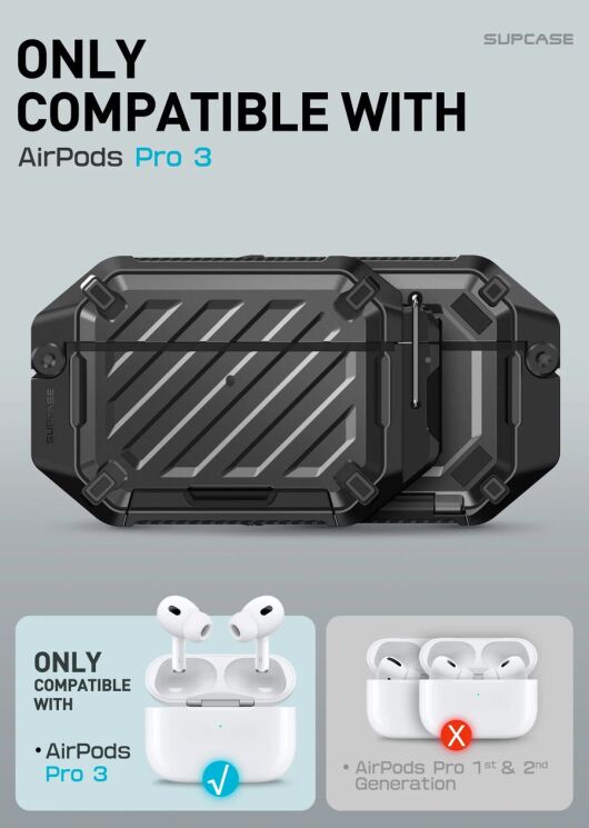 Защитный чехол Supcase Unicorn Beetle Pro Rugged Case (FH) для AirPods Pro 3 (843439158658) - Black: фото 9 из 10
