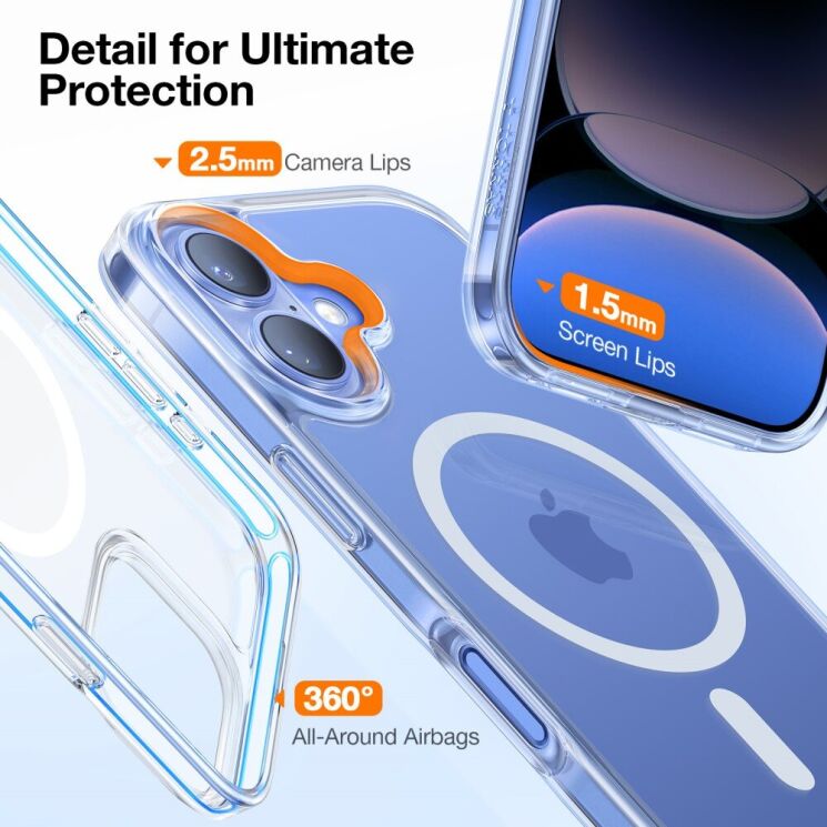Защитный чехол TORRAS Sparka MagSafe для Apple iPhone 16 - Transparent: фото 6 из 13
