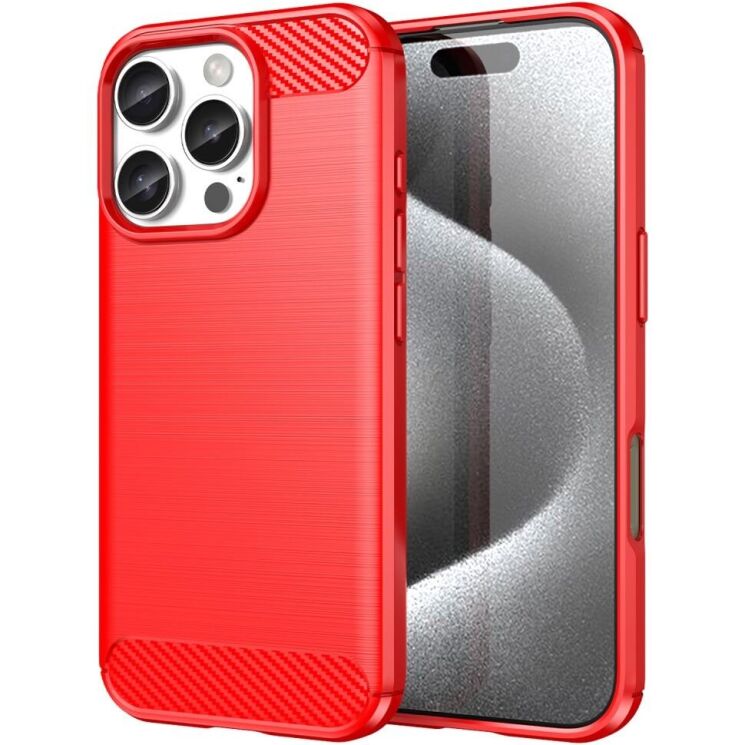 Защитный чехол UniCase Carbon для Apple iPhone 16 Pro Max - Red: фото 1 из 8