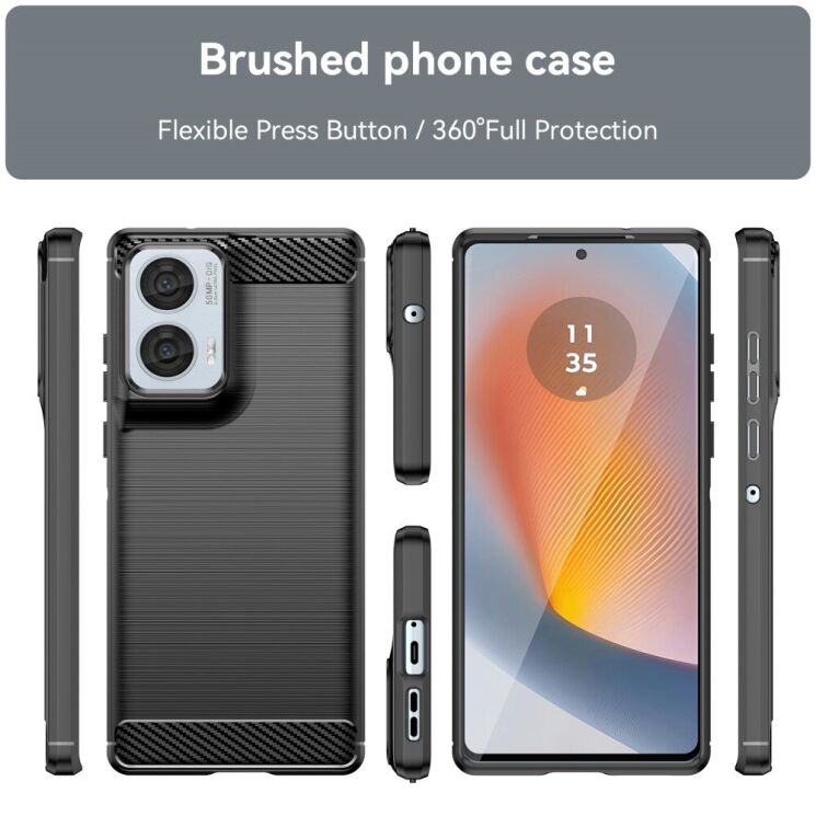 Захисний чохол UniCase Carbon для Motorola Moto G85 - Red: фото 3 з 10