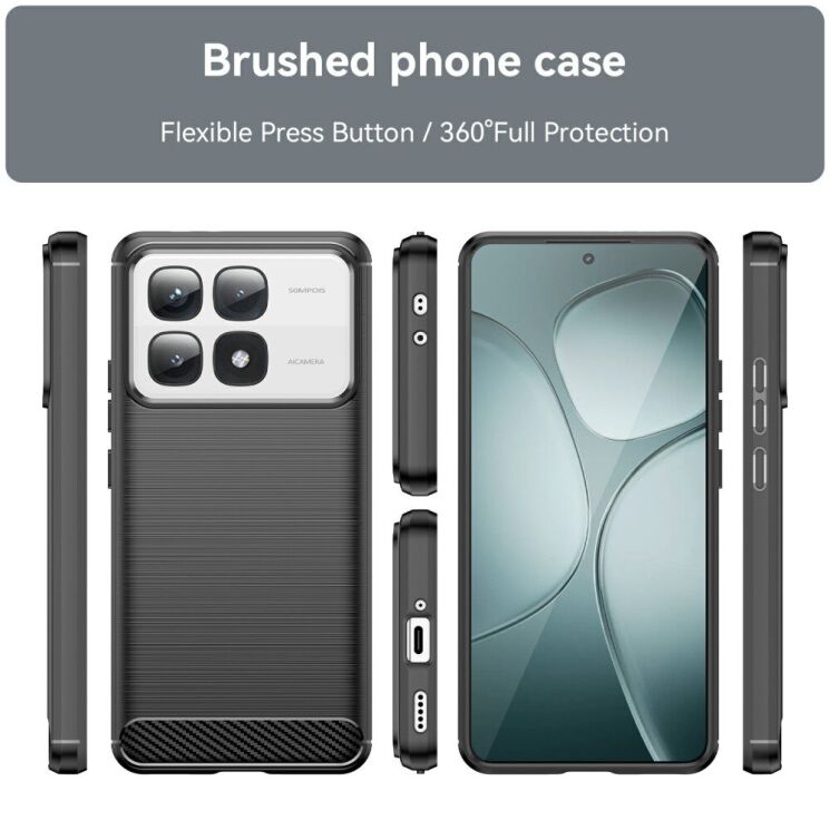 Захисний чохол UniCase Carbon для Xiaomi 14T Pro - Blue: фото 3 з 12