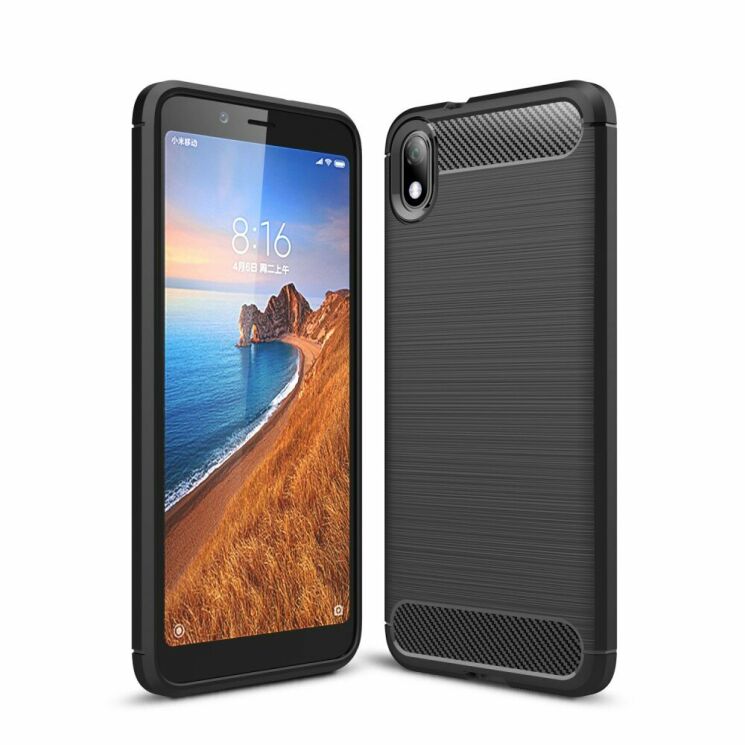 Защитный чехол UniCase Carbon для Xiaomi Redmi 7A - Black: фото 1 из 10