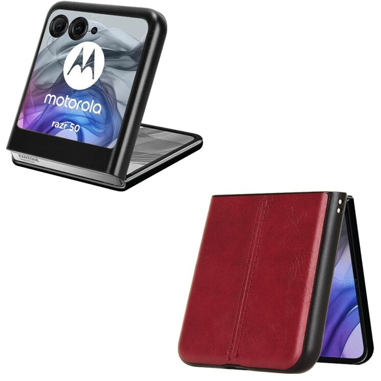 Защитный чехол UniCase Leather Series (FF) для Motorola Razr 50 / Razr 70 - Red: фото 4 из 7