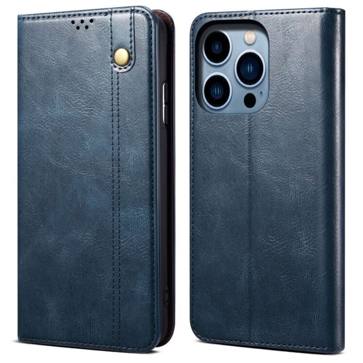 Защитный чехол UniCase Leather Wallet для Apple iPhone 14 Pro - Blue: фото 1 из 9