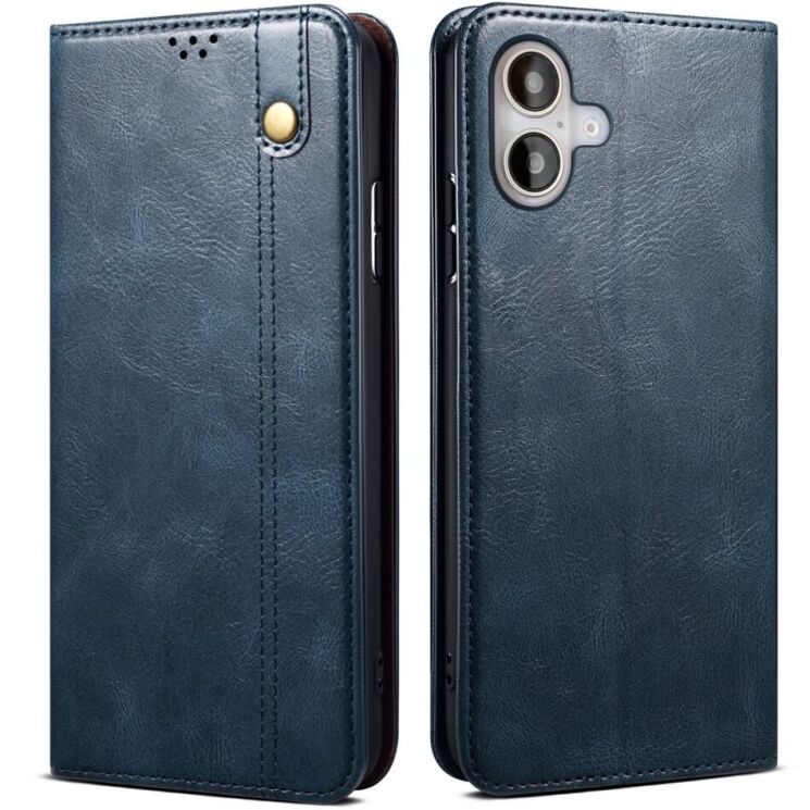 Защитный чехол UniCase Leather Wallet для Apple iPhone 16 - Blue: фото 1 из 10