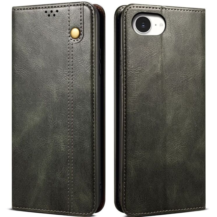 Защитный чехол UniCase Leather Wallet для Apple iPhone 16e - Green: фото 1 из 7