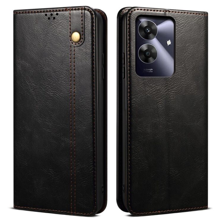 Защитный чехол UniCase Leather Wallet для Realme C63 / Note 60 - Black: фото 1 из 6