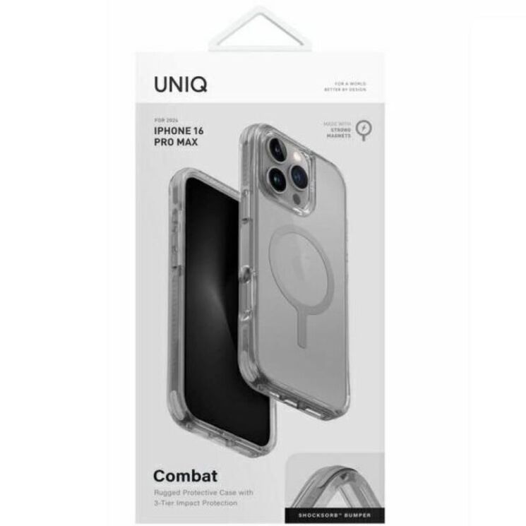 Защитный чехол UNIQ Combat для Apple iPhone 16 Pro Max - Stone Grey: фото 4 из 7