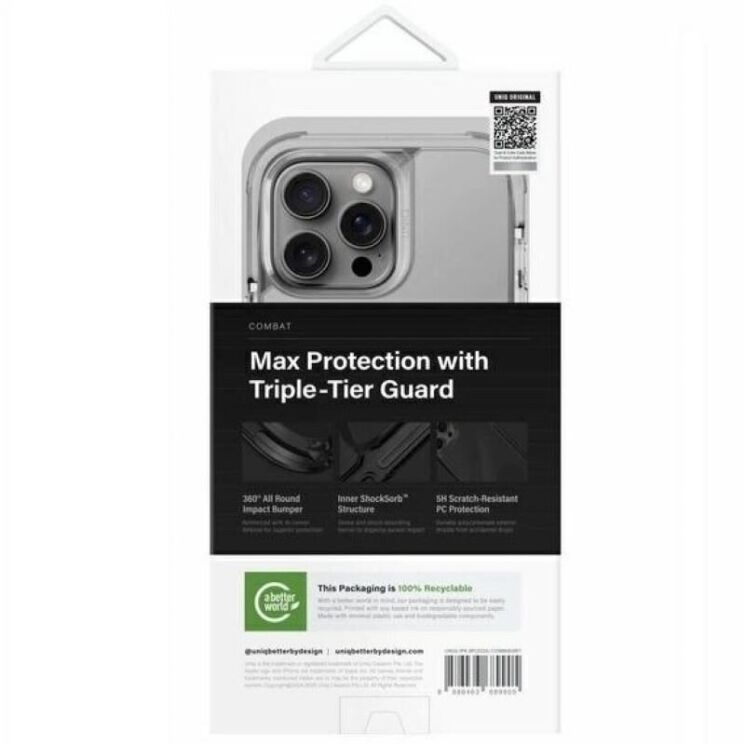 Защитный чехол UNIQ Combat для Apple iPhone 16 Pro Max - Stone Grey: фото 5 из 7