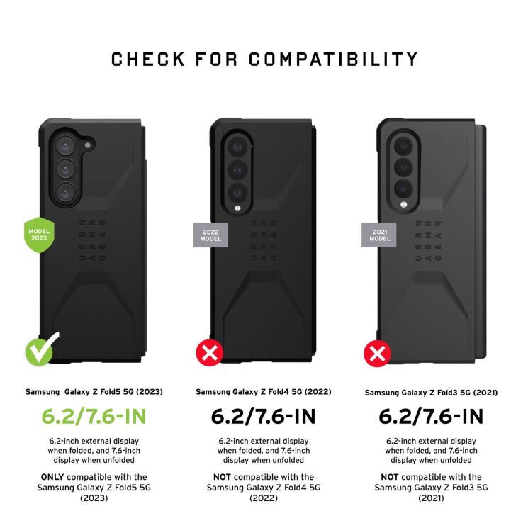 Защитный чехол URBAN ARMOR GEAR (UAG) Civilian Series для Samsung Galaxy Fold 5 - Black: фото 10 из 11