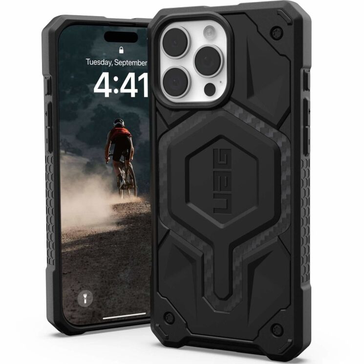 Защитный чехол URBAN ARMOR GEAR (UAG) Monarch для Apple iPhone 16 Pro Max - Carbon Fiber: фото 1 из 6