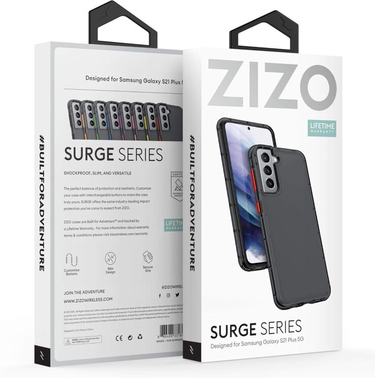 Защитный чехол ZIZO Surge Series для Samsung Galaxy S21 (G991) - Smoke Black: фото 7 из 8