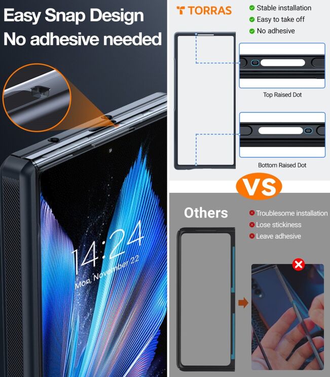 Защитный комплект TORRAS Ostand Q3 Spin MagSafe для Samsung Galaxy Fold 7 - Black: фото 6 из 9