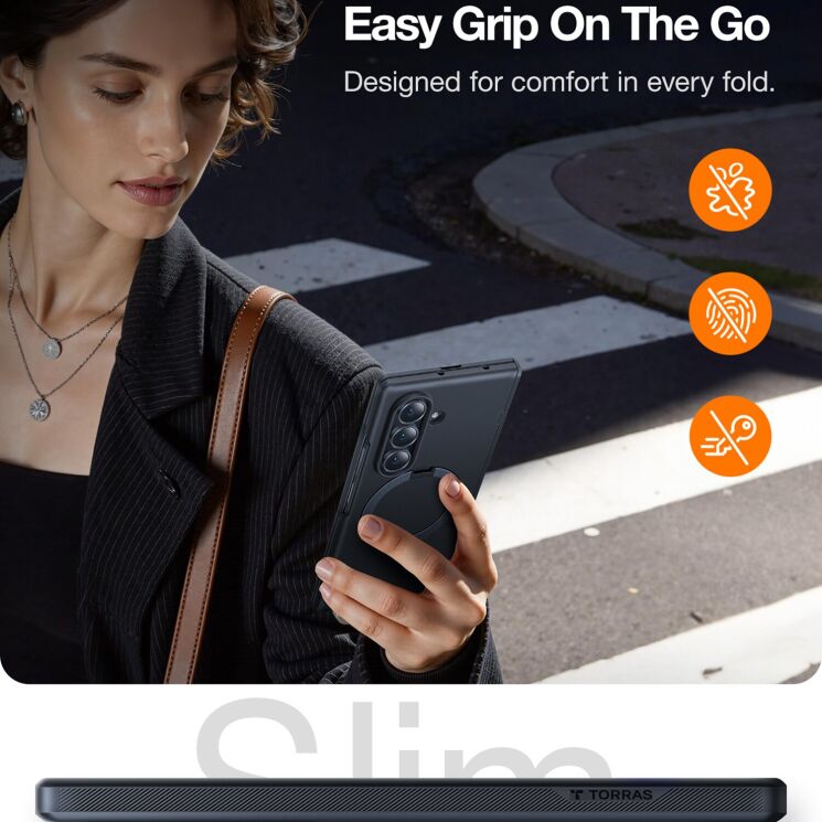 Защитный комплект TORRAS Ostand Q3 Spin MagSafe для Samsung Galaxy Fold 7 - Black: фото 8 из 9