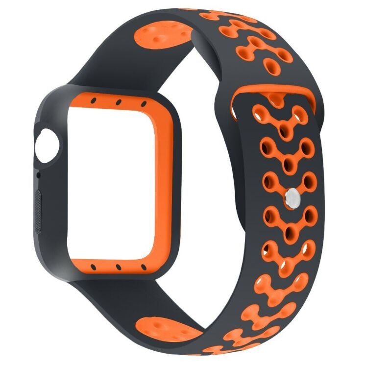 Ремінець Deexe Dot Color для Apple Watch 46 / 45 / 44 / SE 44 / 42 (Series 1-3) / Ultra / Ultra 2 / Ultra 3 - Black / Orange: фото 4 з 6