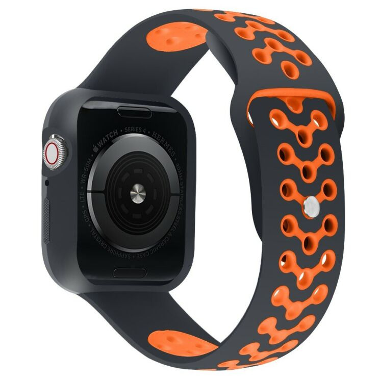 Ремінець Deexe Dot Color для Apple Watch 46 / 45 / 44 / SE 44 / 42 (Series 1-3) / Ultra / Ultra 2 / Ultra 3 - Black / Orange: фото 2 з 6