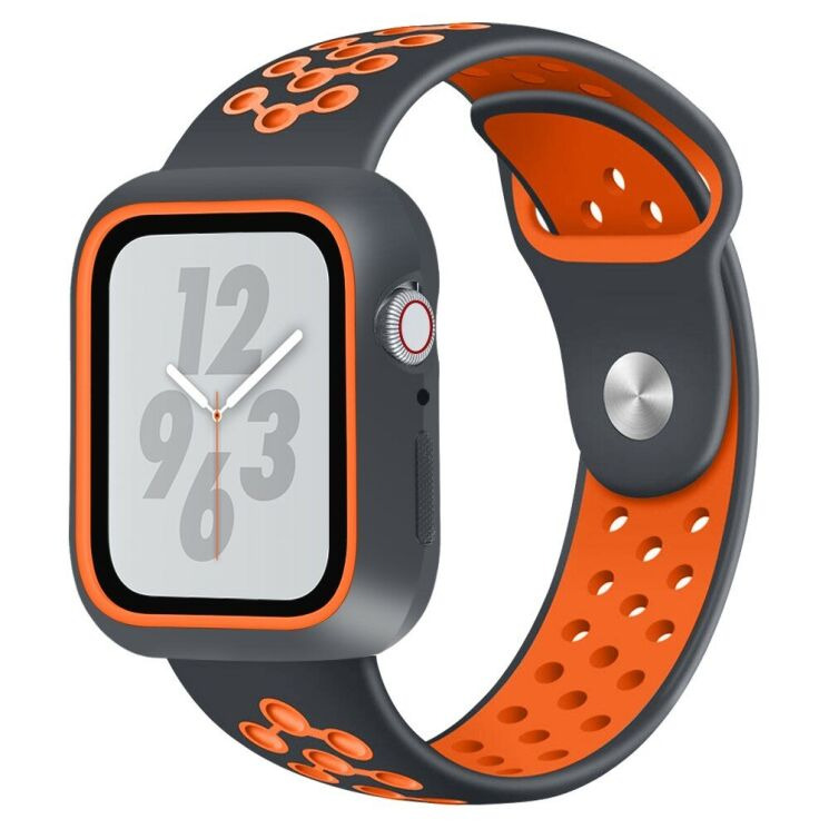Ремінець Deexe Dot Color для Apple Watch 46 / 45 / 44 / SE 44 / 42 (Series 1-3) / Ultra / Ultra 2 / Ultra 3 - Black / Orange: фото 1 з 6