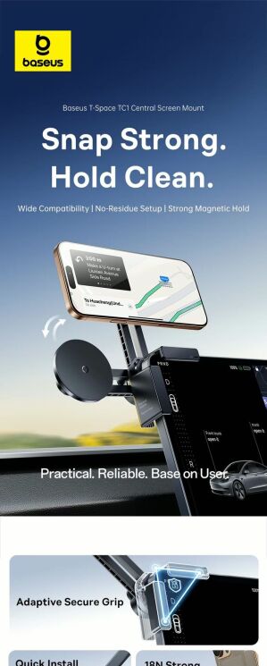 Автомобільний тримач Baseus T-Space TC1 (Corner Version) C0013501 - Black: фото 6 з 16