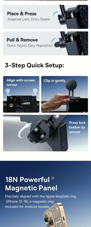 Автомобільний тримач Baseus T-Space TC1 (Corner Version) C0013501 - Black: фото 9 з 16