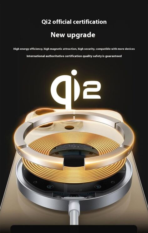 Беспроводное зарядное устройство WIWU Wi-W029 MagCircle Qi2 (15W) - Gold: фото 8 из 16