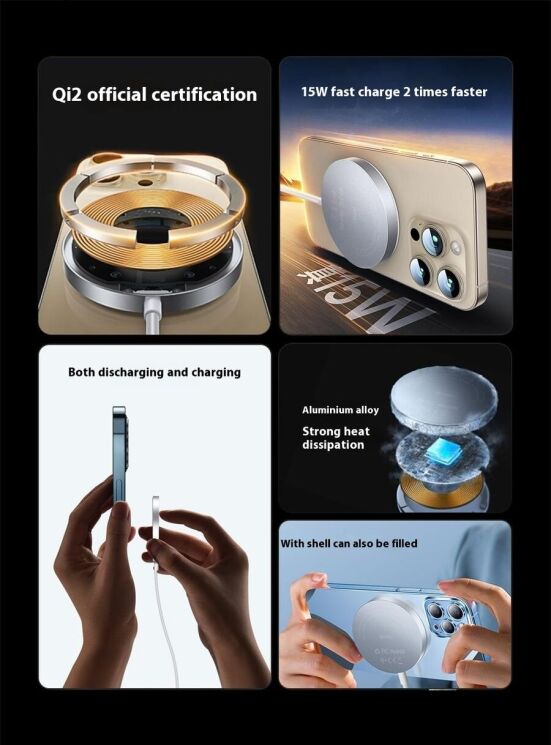 Беспроводное зарядное устройство WIWU Wi-W029 MagCircle Qi2 (15W) - Gold: фото 7 из 16