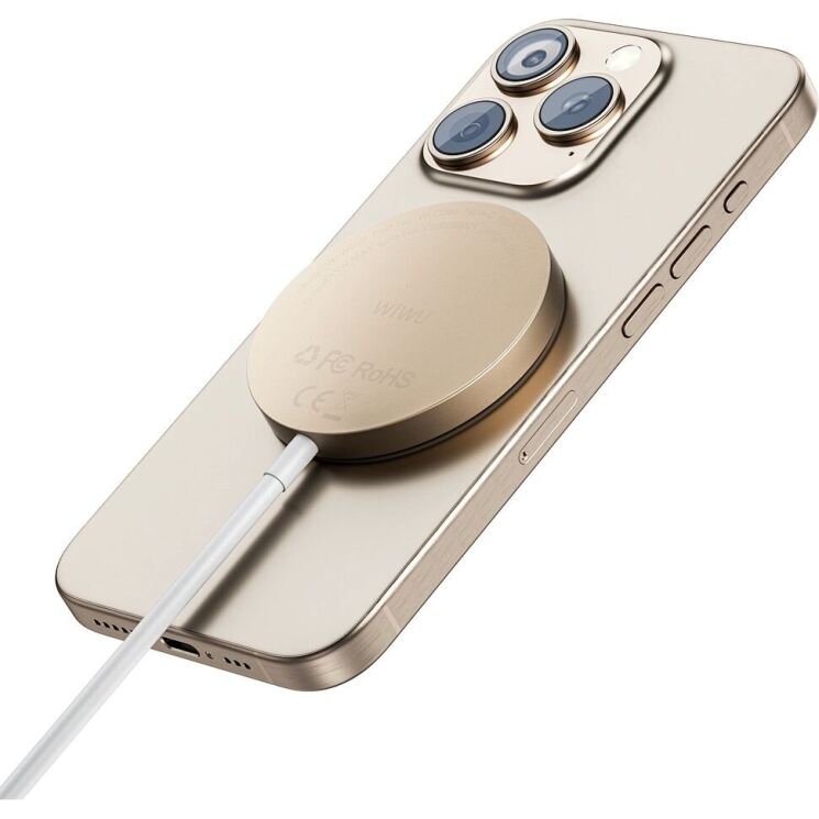 Беспроводное зарядное устройство WIWU Wi-W029 MagCircle Qi2 (15W) - Gold: фото 4 из 16