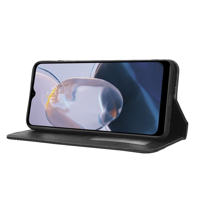 Чехол-книжка Deexe Retro Style для Motorola Moto E22 - Black: фото 3 из 7