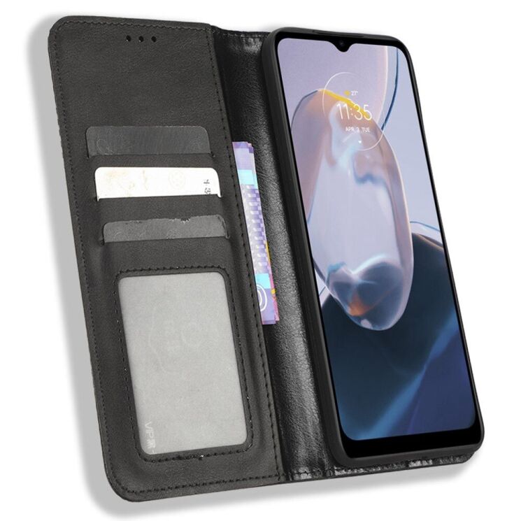 Чехол-книжка Deexe Retro Style для Motorola Moto E22 - Black: фото 2 из 7