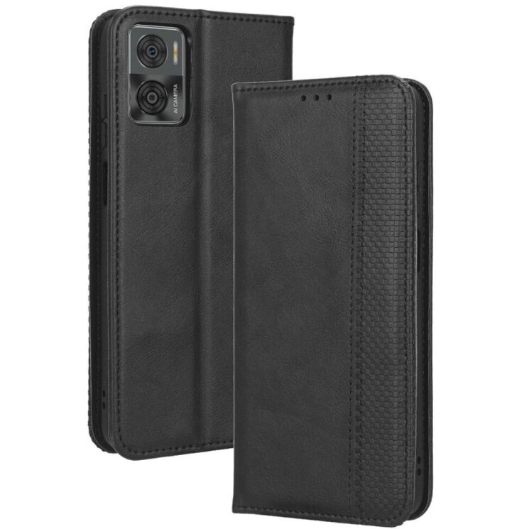 Чехол-книжка Deexe Retro Style для Motorola Moto E22 - Black: фото 1 из 7